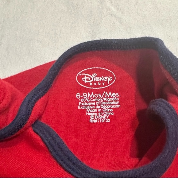 Disney Baby - 2 piece set - Red & blue long sleeve Onesie + matching pants - Picture 3 of 6